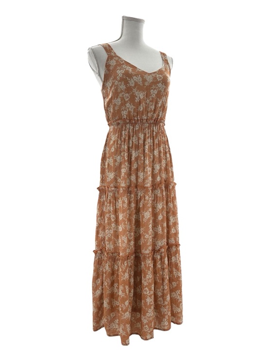 Blu Pepper Terracotta Floral Tiered Midi Dress M - Picture 3 of 10